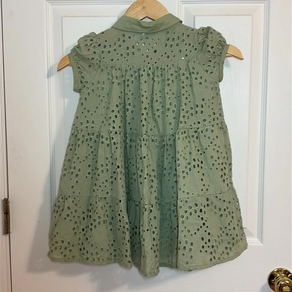 Girl’s Green Eyelet Boutique Dress, NWOT, 5